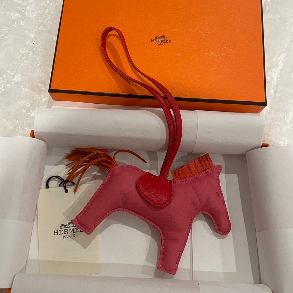 Hermès Pink and Red Leather Horse Key Holder